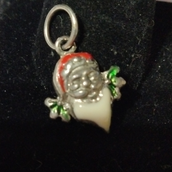 Vintage Santa enamel charm silver tone (sku 285) - Picture 1 of 4